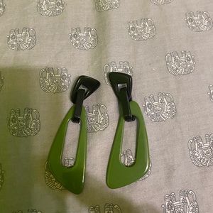 Funky Green and Black Earrings